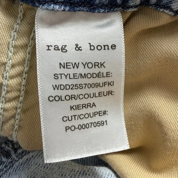 Rag & Bone Kierra Light Wash Acid Denim Drawstring Straight Leg Jeans XS (FLAW